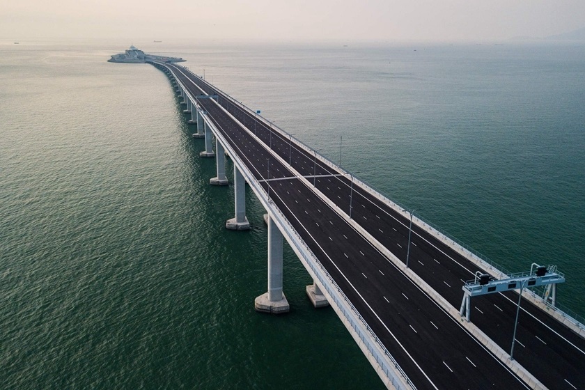 The Hong Kong Zhuhai Macau Bridge is seen from Hong Kong on Monday