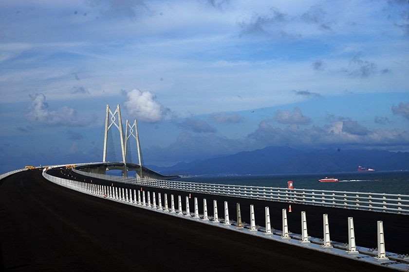 The Hong Kong Zhuhai Macau Bridge seen on June 8 spans over 20 kilometers 12.4 miles from the Port of Zhuhai to the west artificial island section