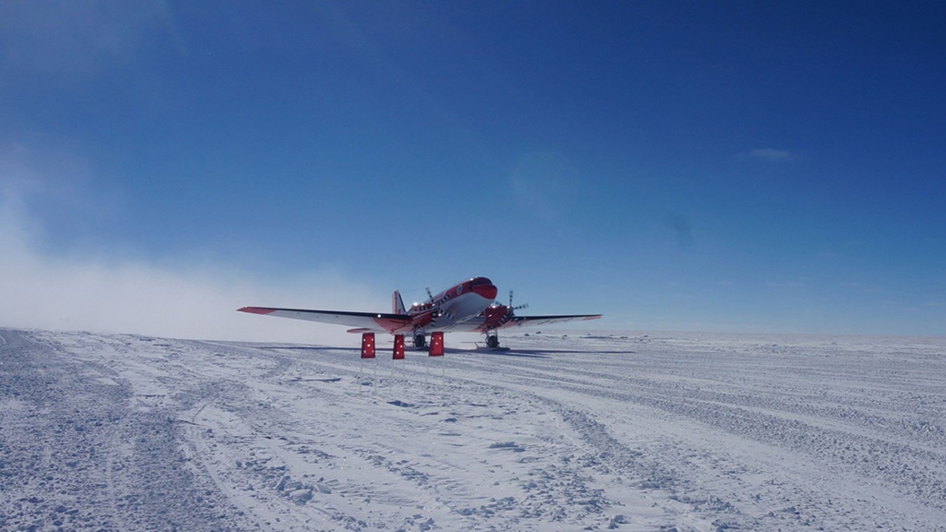 Chinas first fixed wing aircraft for polar flight Snow Eagle 601 taxies after its landing on Jan. 9 2017 at the airport of Kunlun Station in Antarctica