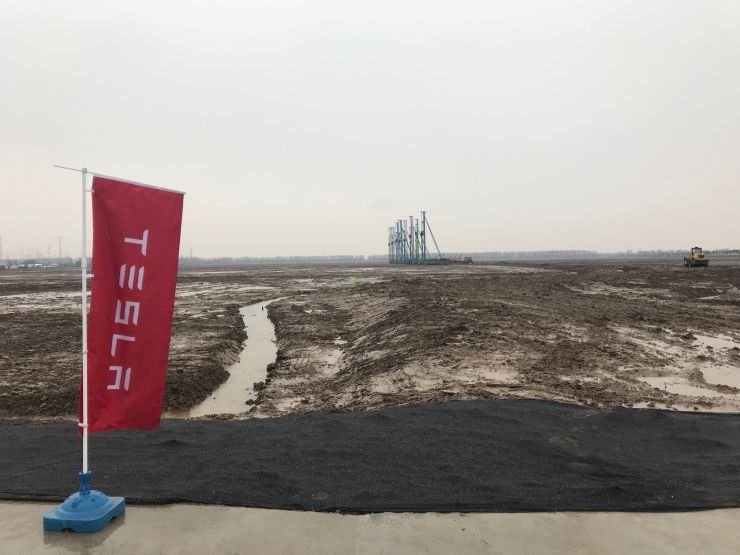The site of Teslas future Shanghai factory on Monday Jan. 7 2019. The electric car maker acquired the land on the outskirts of the city in October