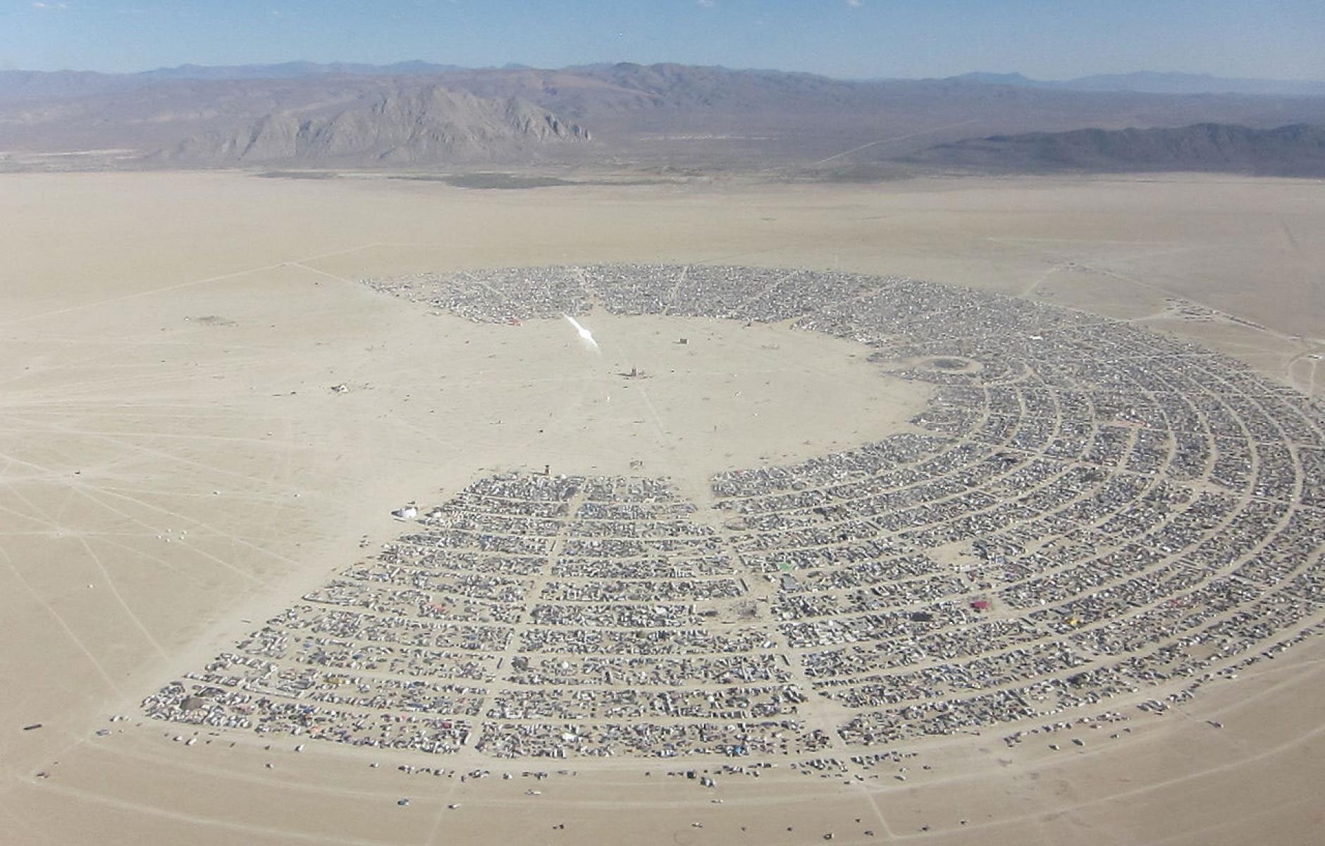 Black Rock City Burning Man event from the air
