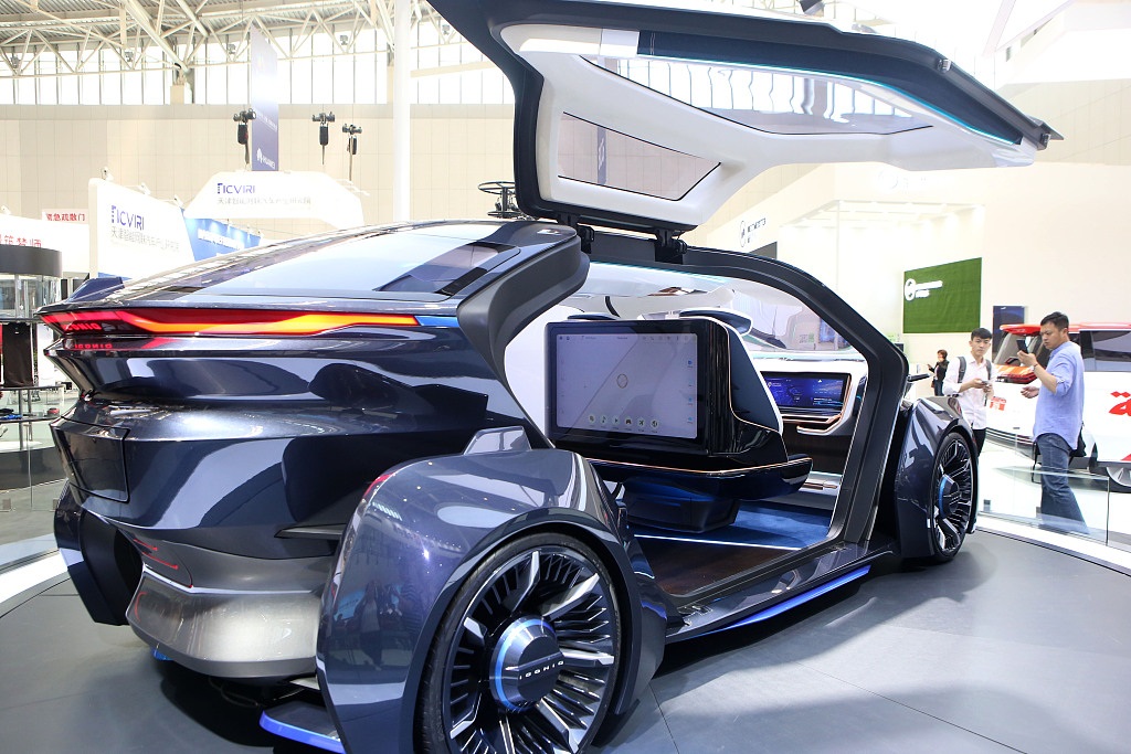 A concept car of the Iconiq Motors is on display at the third World Intelligence Congress in Tianjin